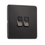 Flat Plate Screwless 2G DP Switched Double Socket