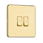 Flat Plate Screwless 2G DP Switched Double Socket