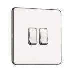 Flat Plate Screwless 2G DP Switched Double Socket