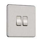 Flat Plate Screwless 2G DP Switched Double Socket
