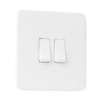 Flat Plate Screwless 2G DP Switched Double Socket