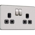 Flat Plate Screwless 2G DP Switched Double Socket