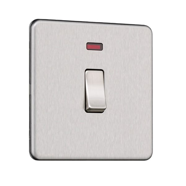 Slimline Screwless 20A DP Switch with Neon