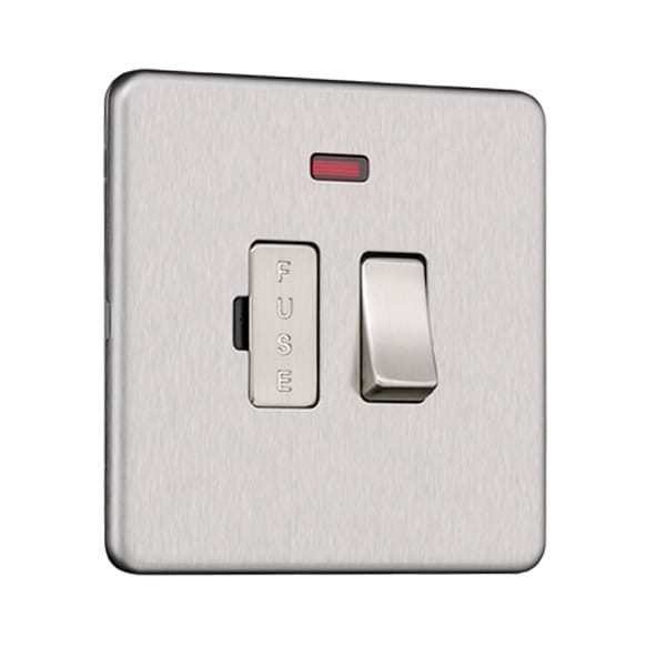 Slimline Screwless 13A Switched Fused Spur with Neon