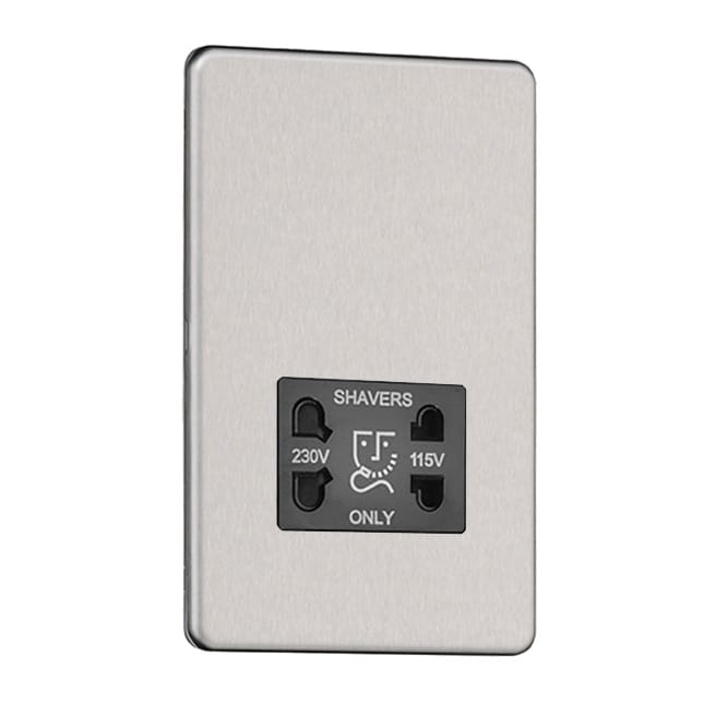 Slimline Screwless Dual Voltage Shaver Socket 115V/230V