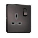 Slimline Screwless 1G DP Switched Single Socket