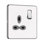 Slimline Screwless 1G DP Switched Single Socket