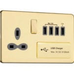 Flat Plate Screwless 2G DP Switched Double Socket