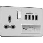 Flat Plate Screwless 2G DP Switched Double Socket