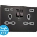 Slimline Screwless 1G DP Switched Single Socket
