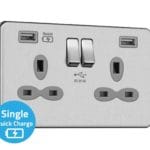 Slimline Screwless 1G DP Switched Single Socket
