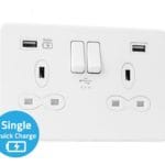 Slimline Screwless 1G DP Switched Single Socket