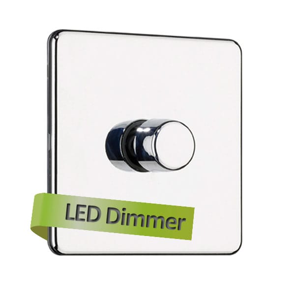 Slimline Screwless 1G 2 way 250W Universal LED Dimmer Switch (Leading Edge)