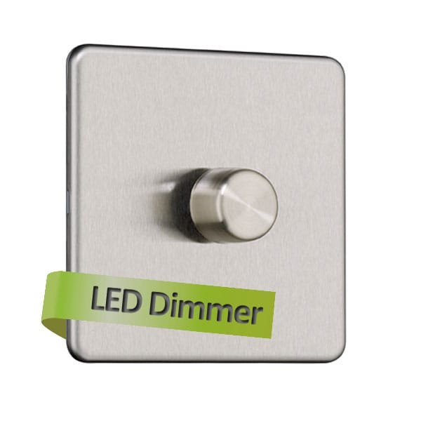 Slimline Screwless 1G 2 way 200W Intelligent LED Dimmer Switch (Compatible with Leading or Trailing edge)