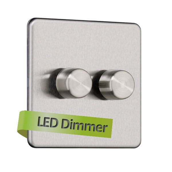 Slimline Screwless 2G 2 way 200W Intelligent LED Dimmer Switch (Compatible with Leading or Trailing edge)