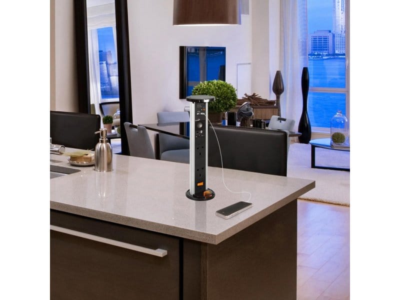 Waterproof – Pop up socket with 2 Socket, Dual USB-A charger & Bluetooth audio