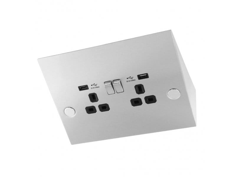 USB Power Station (Under Cabinet)  – with 2 socket and Dual USB charger