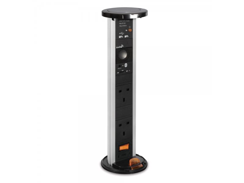 Waterproof – Pop up socket with 2 Socket, Dual USB-A charger & Bluetooth audio