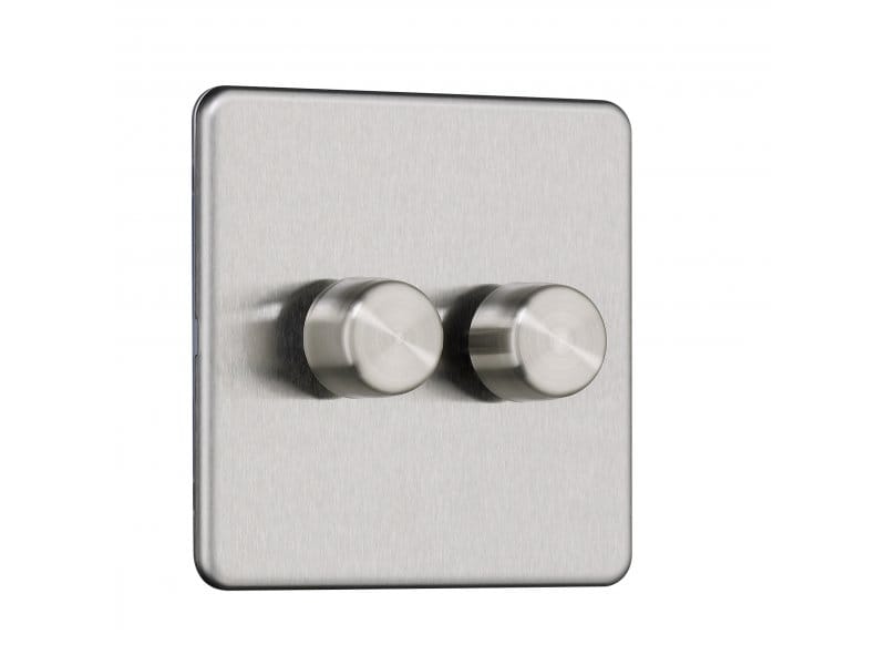 Slimline Screwless 2G 2 way 400W Double Dimmer Switch