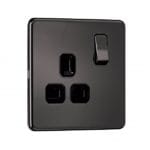 Flat Plate Screwless 1G DP Switched Single Socket
