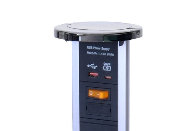 Waterproof – Pop up socket with 3 Socket & Dual USB Quick charger