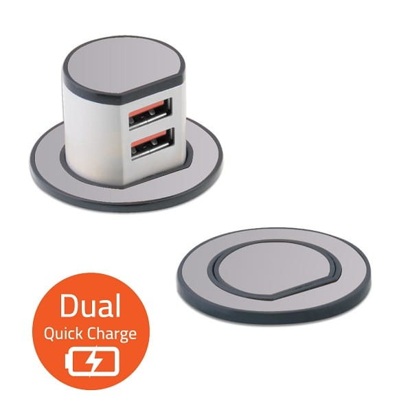 Miniature Pop-up Dual USB-A Quick charger