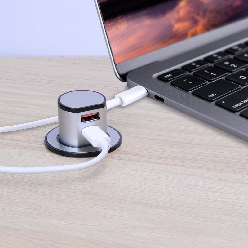 Miniature Pop-up Dual USB-A+C Quick charger