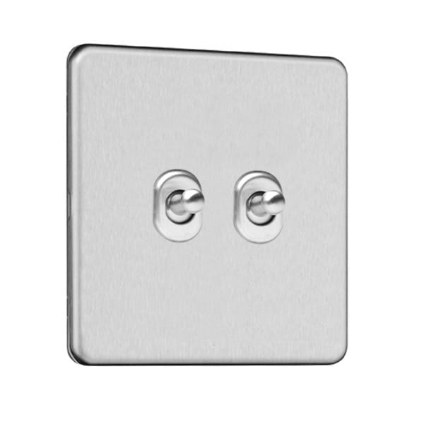 Slimline Screwless 2 Gang 20A Toggle Switch