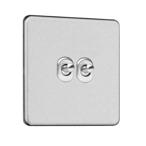 Slimline Screwless 2 Gang Toggle Switch