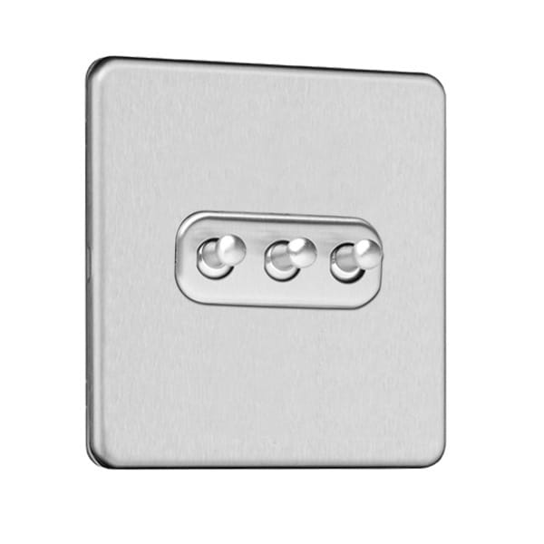 Slimline Screwless 3 Gang Toggle Switch