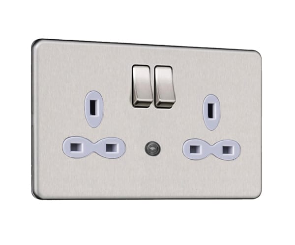 Slimline Screwless 13 AMP 2G Switched Socket Outlet with Night Light