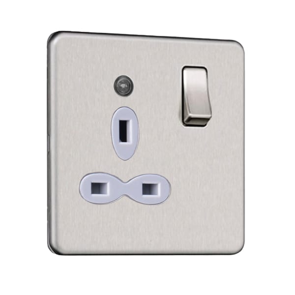 Slimline Screwless 13 AMP 1G Switched Socket Outlet with Night Light